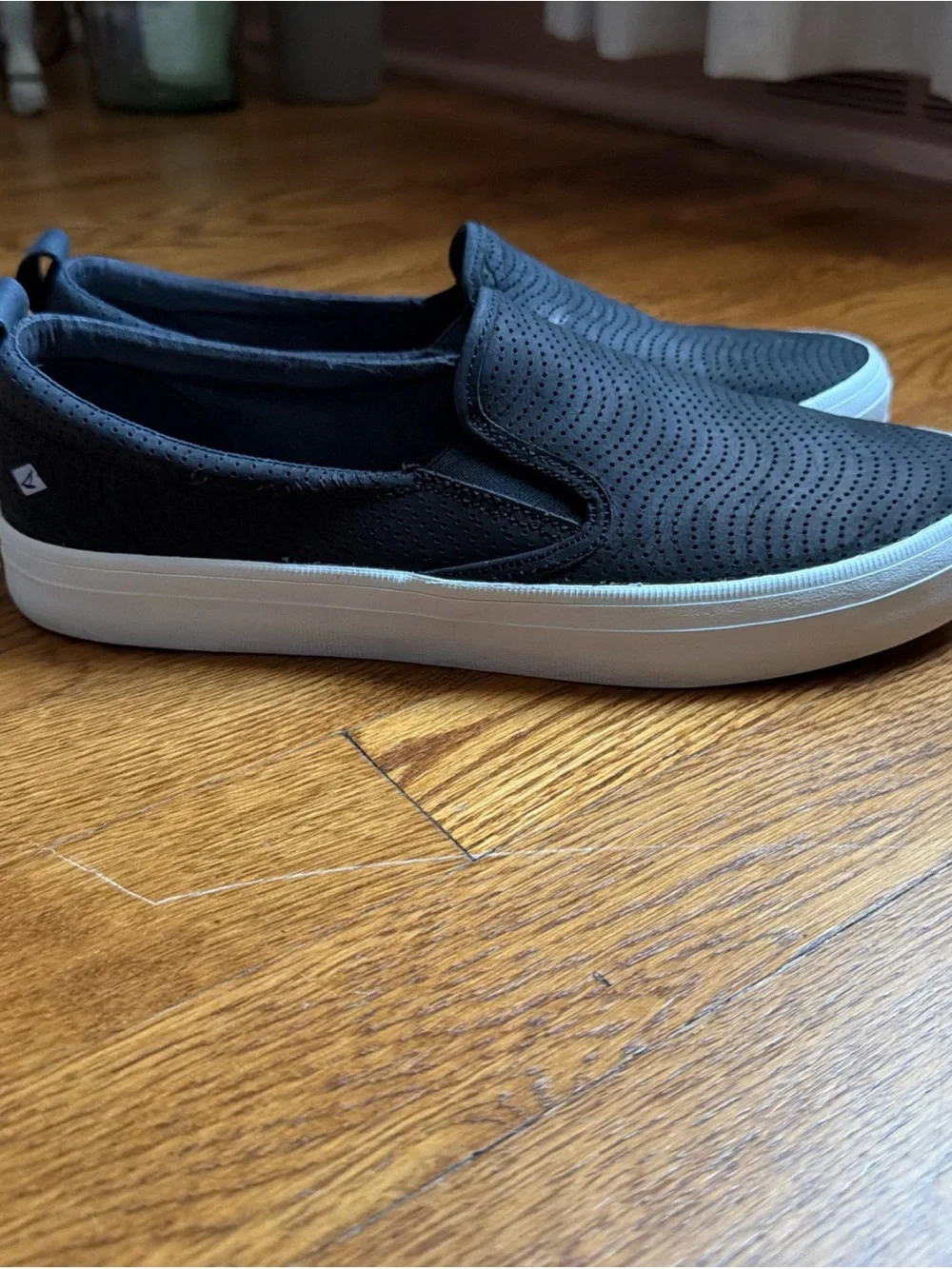 Women’s Sperry Slip-On Perforated Black Casual Sneakers